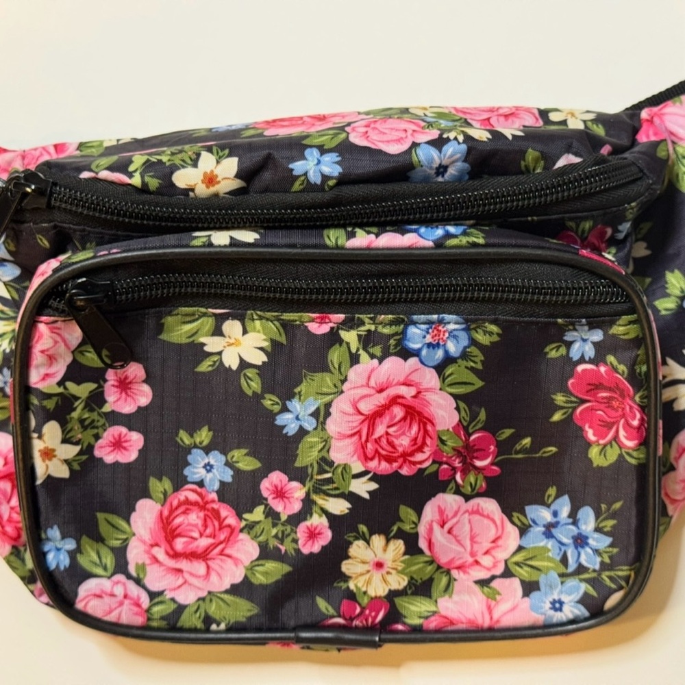 Floral Black Fanny Pack